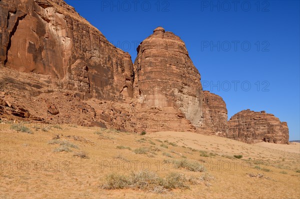 Landscape at Jabal Ikmah, near AlUla, Medina Province, Saudi Arabia, Arabian Peninsula, Asia