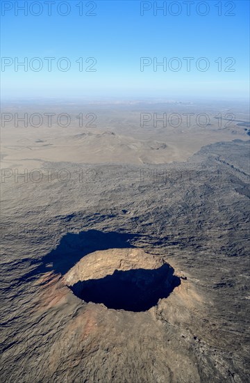 Harrat Khaybar volcanic landscape, aerial view, near Khaybar, Medina Province, Saudi Arabia, Arabian Peninsula, Asia