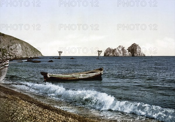 From the Gursuff, Gurzuf, Coast, Yalta, Crimea, Russia, Ukraine, c. 1890, Historical, digitally enhanced reproduction of a photochrome print of the period, Europe
