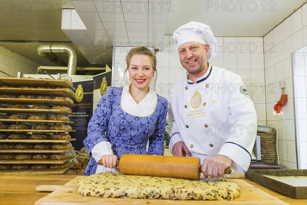 DEU Sachsen Radebeul The sweet building blocks for the giant stollen, which will be presented and sold on 8 December at the 25th Dresden Stollen Festival, are also being made at the Trepte bakery in Radebeul, where the 24th Dresden Stollen Girl, Lina, is being trained