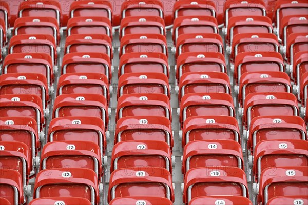 Empty red seats, grandstand, MHPArena, MHP Arena Stuttgart, Baden-Württemberg, Germany, Europe