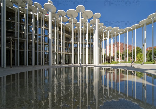 Säulengarten, SAB Forum, new building Sächsische Aufbaubank, Leipzig, Saxony, Germany, Europe