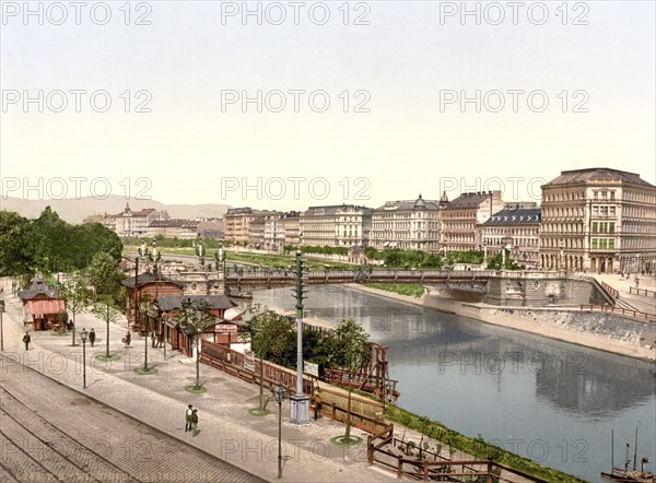 Die Stephansbrücke, Vienna, Austria, c. 1890, Historic, digitally restored reproduction from a 19th century original, St Stephen's Bridge, Vienna, Austria, c. 1890, Historic, digitally restored reproduction from a 19th century original, Europe