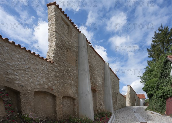 Restored medieval town wall of Bezenstein, Upper Franconia, Bavaria, Germany, Europe