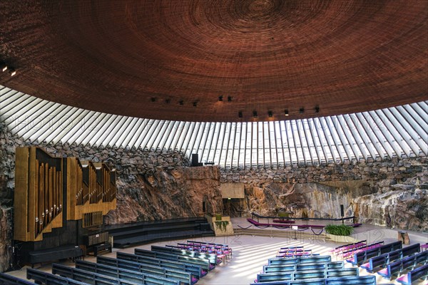 Temppeliaukio rock church famous modern architecture landmark interior in helsinki finland
