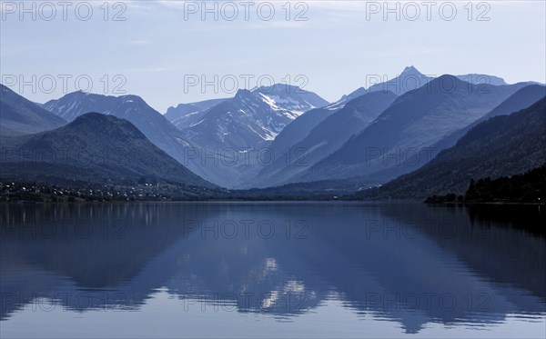 View over the Isfjorden, a fjord in Norway