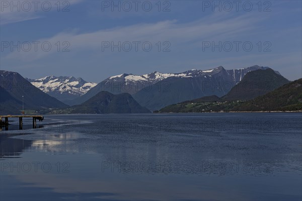 View over the Isfjorden, a fjord in Norway