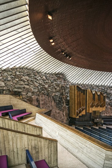 Temppeliaukio rock church famous modern architecture landmark interior in helsinki finland