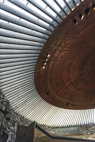 Temppeliaukio rock church famous modern architecture landmark interior in helsinki finland