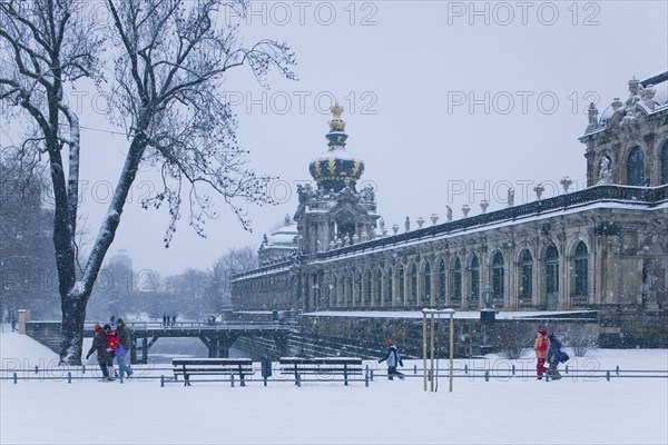 Zwinger in winter, the Dresden Zwinger, is one of the most important Baroque buildings from the reign of Augustus the Strong