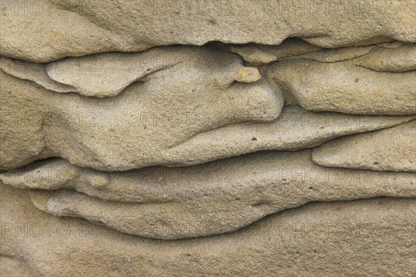 Close up of Festningen sandstone rock formation at Boltodden, Kvalvagen, Svalbard, Spitsbergen, Norway, Europe