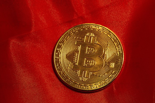 Close-up of a symbolic Bitcoin