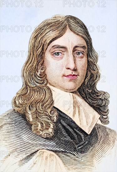 John Milton, 1608-1674, English poet, illustration from Old England's Worthies, published around 1880, Historical, digitally restored reproduction from a 19th century original, Record date not stated