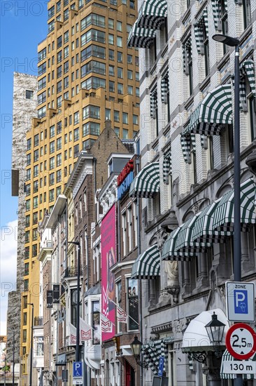 Rotterdam city centre, Oudehaven, historic harbour, The White House, historic office building, historic ships, modern city backdrop, Netherlands