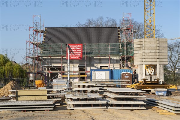 New development area, Am Schwan, in Wesel, where 70 detached and semi-detached houses are being built, Lower Rhine, Germany, Europe