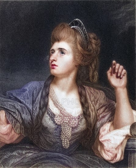 Sarah Siddons, née Kemble, 1755-1831, one of the greatest English tragic actresses. From the book Gallery of Portraits, published in 1833, Historic, digitally restored reproduction from a 19th century original, Record date not stated