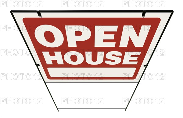 Open house real estate yard sign isolated on a white background