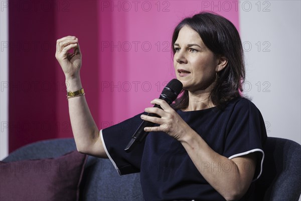 Annalena Bärbock (Alliance 90/The Greens), Federal Foreign Minister, recorded as part of a dialogue with citizens in cooperation with Stiftung Mercator during the Foreign Minister's trip to Germany in Essen, 29.07.2024