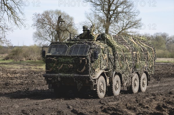 A Czech soldier occupies one of the military exercises 'Wettiner Schwert' near Tangermünde, 26.03.2024. 'Wettiner Schwert' is part of the Quadriga exercise of the German Armed Forces and the NATO large-scale manoeuvre Steadtfast Defender 2024