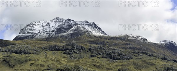 The mountain Slioch covered in snow in spring, Wester Ross, Highlands, Scotland, UK