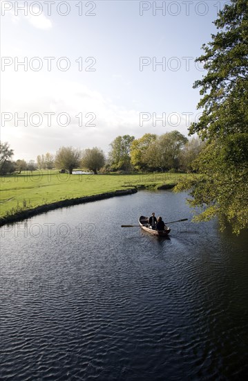 Rowing boat on River Stour, Flatford Mill, Suffolk, England, United Kingdom, Europe