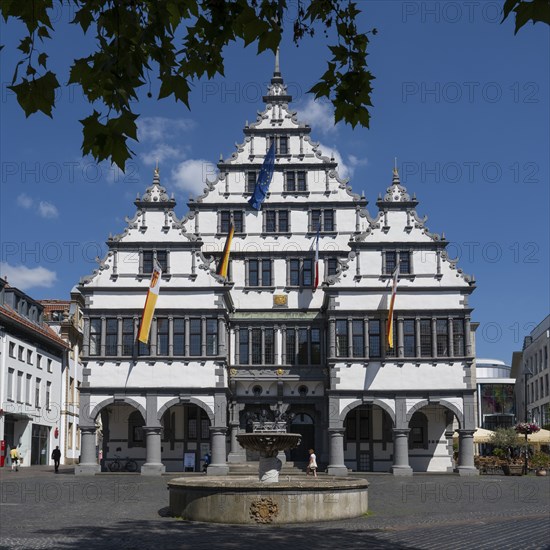 Town Hall on Rathausplatz, Weser Renaissance, Paderborn, Westphalia, North Rhine-Westphalia, Germany, Europe