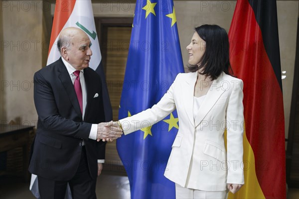 60th Munich Security Conference. Annalena Bärbock (Alliance 90/The Greens), Federal Foreign Minister, meets the Foreign Minister of Iraq, Fuad Mohammed Hussein. Munich, 17.02.2024. Photographed on behalf of the Federal Foreign Office