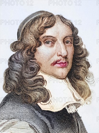 Andrew Marvell, 1621-1678, English metaphysical poetJohn Milton 1608-1674 English poet, illustration from Old England's Worthies, published around 1880, Historical, digitally restored reproduction from a 19th century original, Record date not stated