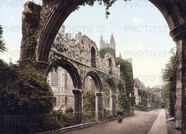 Archway of Canterbury, County of Kent in south-east England, c. 1890, Historic, digitally restored reproduction from a 19th century original