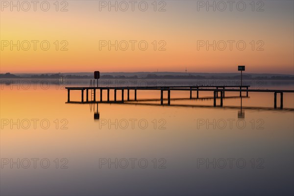 Sunset at Lake Dümmer, lake, jetty, Anlaeger, silence, vastness, night, mysterious, Lembruch, Lower Saxony, Germany, Europe