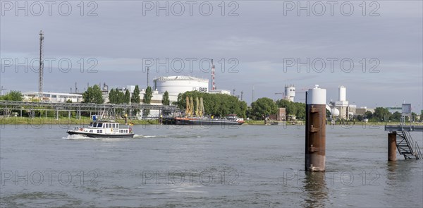 BASF, Lugwigshafen am Rhein, industrial area, bollard, jetty, Mannheim, Baden-Württemberg, Germany, Europe