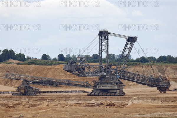Bucket-wheel excavator wheel excavator in Hambach opencast mine, lignite mining, largest lignite mine in Europe, RWE, Rhenish lignite mining area, Elsdorf, North Rhine-Westphalia, Germany, Europe