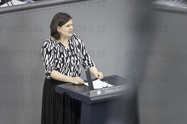 Sara Nanni, Member of the German Bundestag (Alliance 90/The Greens), recorded during a speech in the plenary session of the German Bundestag in Berlin, 26 June 2024