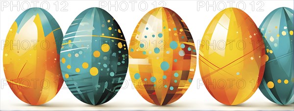Abstract Easter egg design with geometric patterns, bold colors, and a mix of textures, creating a modern and dynamic look, AI generated