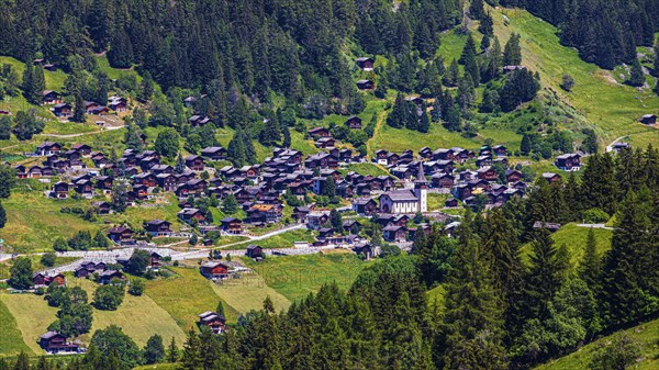 View of Ayer, Val d'Anniviers, Valais Alps, Canton Valais, Switzerland, Europe