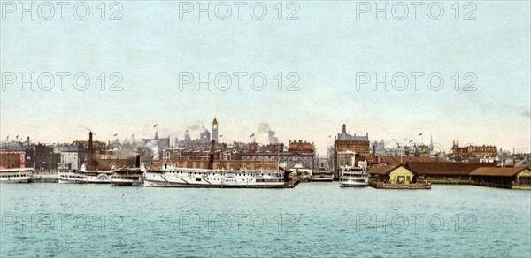 Toronto, seen from the Bai, Canada, Historical, digitally restored reproduction from a 19th century original, Record date not stated, North America