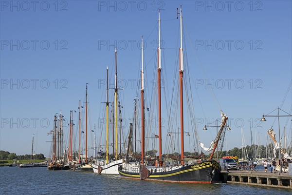 Historic sailing ships, traditional sailing ships in the harbour of Enkhuizen, North Holland, West Friesland, Netherlands