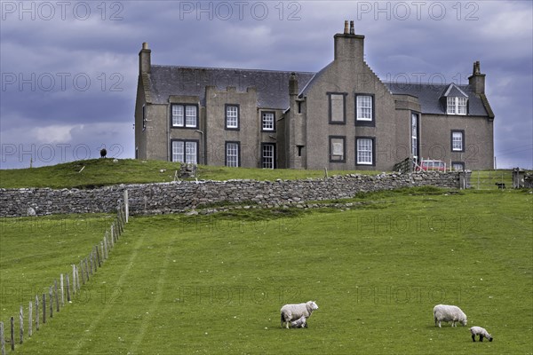 Lunna House, 17th-century laird's house and base of the wartime Shetland Bus operation on Lunna Ness in the Shetland Islands, Scotland, UK