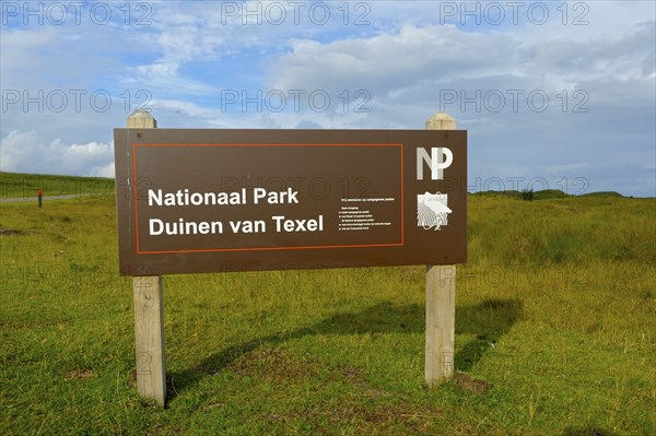 Sign at the National Park Duinen van Texel, Island Texel, North Holland, Netherlands
