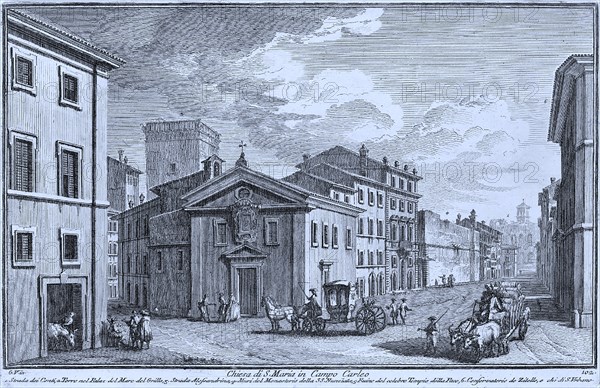 Church Chiesa di S. Maria in Campo Carleo in Rome, Italy, 1756, Historical, digitally restored reproduction of a 19th century original, exact date unknown, Europe