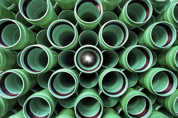 Green plastic pipes, Allgäu, Bavaria, Germany, Europe
