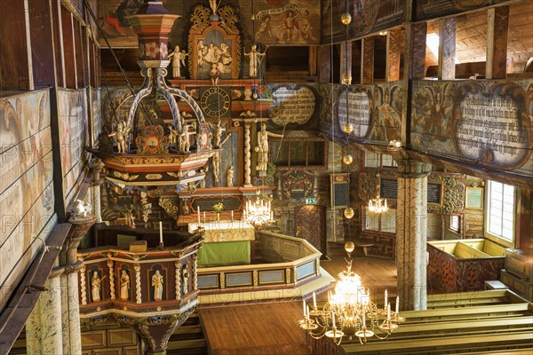 Church pulpit in an old Wooden Church