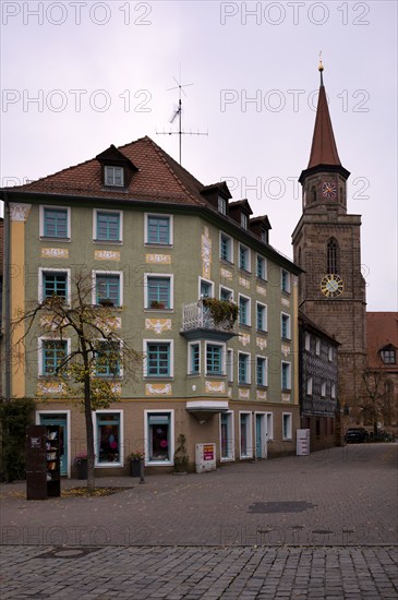 Church tower of St Michael's Church, St Michael's Church, Old Town, Fürth, Franconia, Bavaria, Germany, Europe