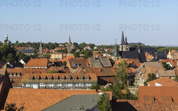 Panorama of Quedlinburg, Germany. Quedlinburg is a town located north of the Harz mountains. In 1994 the medieval court and the old town was set on the UNESCO world heritage list