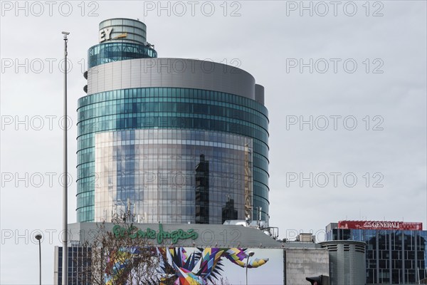 Madrid, Spain, February 11, 2024: El Corte Ingles department store with various office buildings on Paseo de la Castellana in central Madrid, Europe