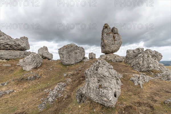 Strangely shaped rocks in the chaos of Nimes le Vieux in the Cevennes National Park. Unesco World Heritage. Fraissinet-de-Fourques, Lozere, France, Europe