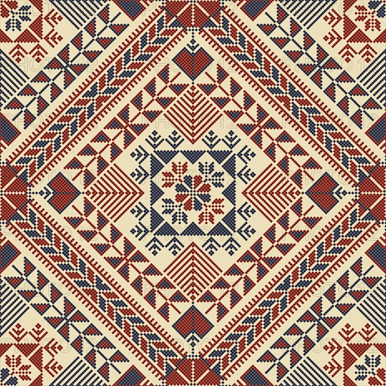 Embroidery Tatreez pattern, Palestinian fashion vector ornament