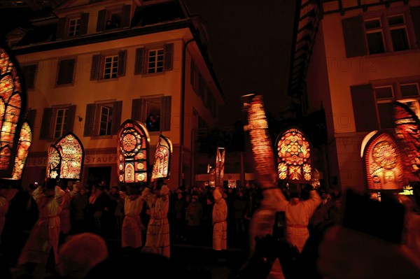 Bearer of the Iffelen at the traditional Klausjagen, Klaus parade 2023, St. Nicholas custom, Küssnacht am Rigi, Canton Schwyz, Switzerland, Europe