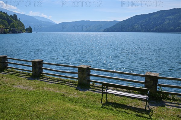 Lake, shore, bank, water, sun, sparkles, summer, Lake Millstatt, Millstatt, Carinthia, Austria, Europe
