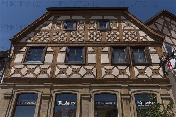 Historic half-timbered house, residential and commercial building 18th century Zeil am Main, Lower Franconia, Bavaria, Germany, Europe